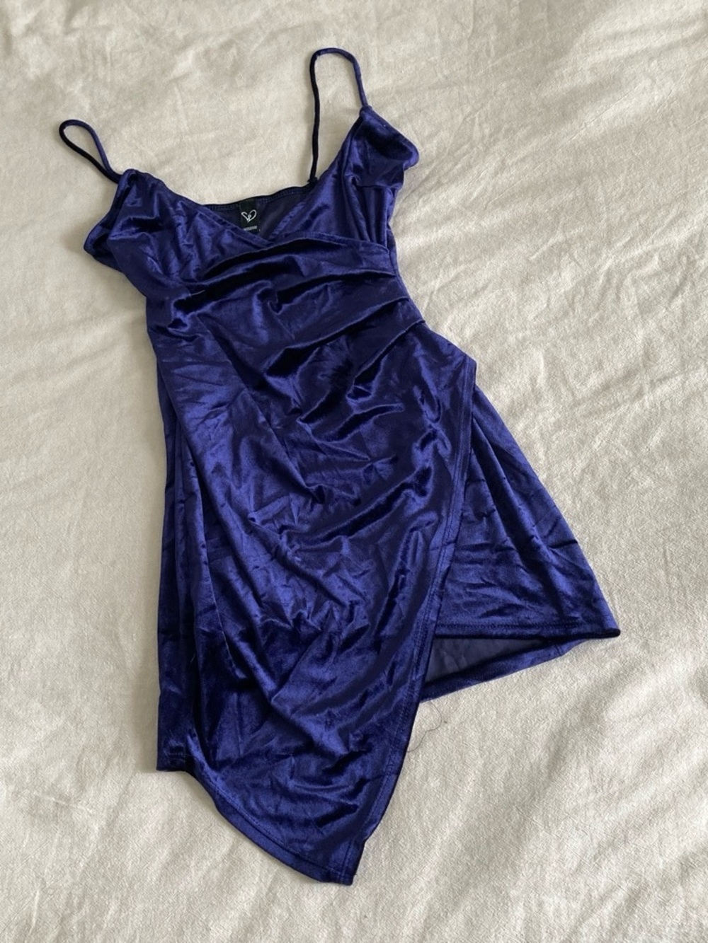 Windsor Velvet Mini Dress in Deep Navy Blue